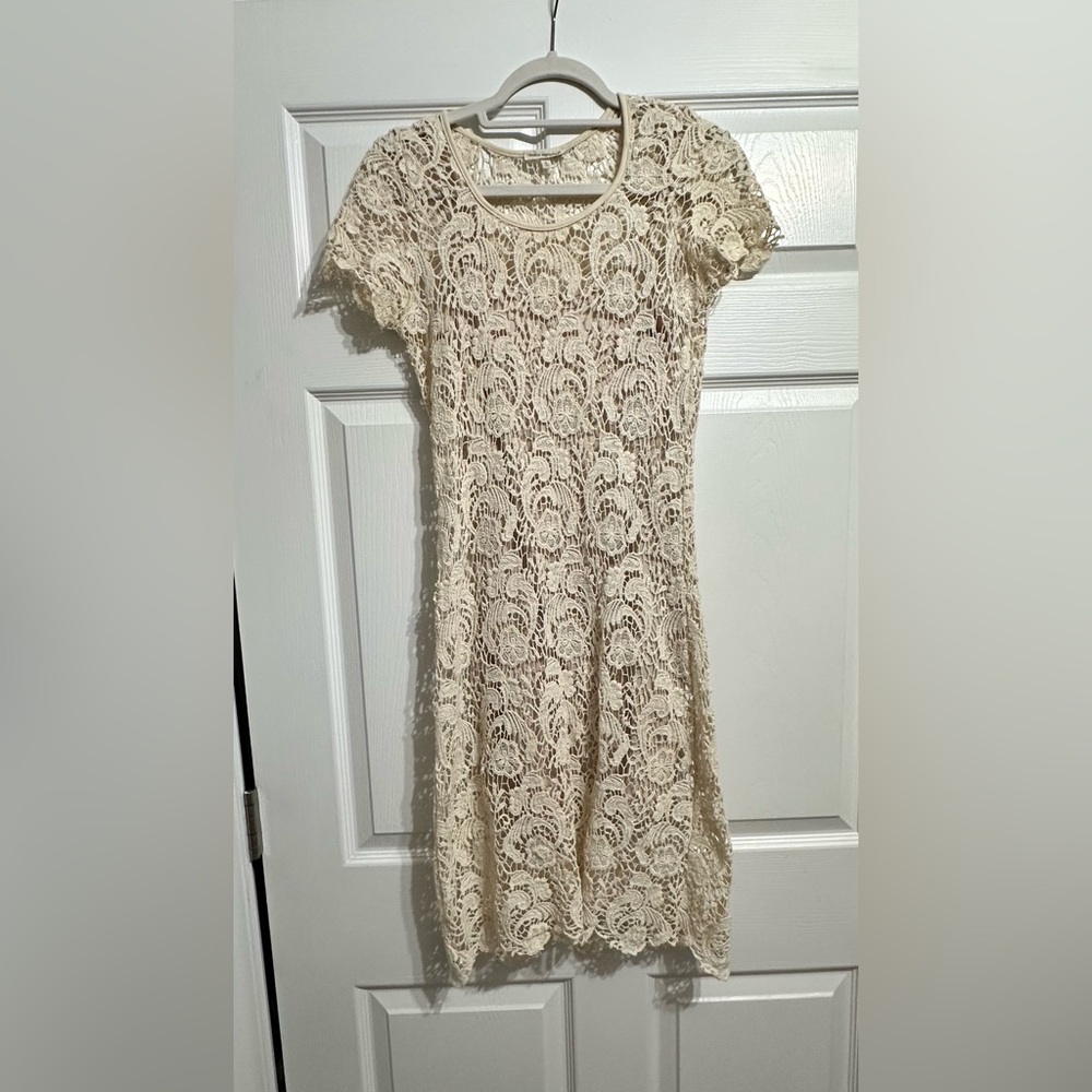 Charlotte Russe Size S Slip Lace Bodycon Dress Cream